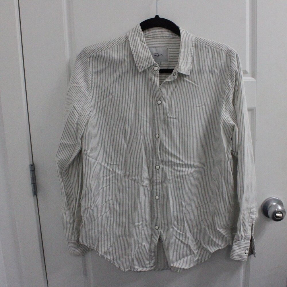 Rails Women's White and Gray Striped Button-Down Shirt